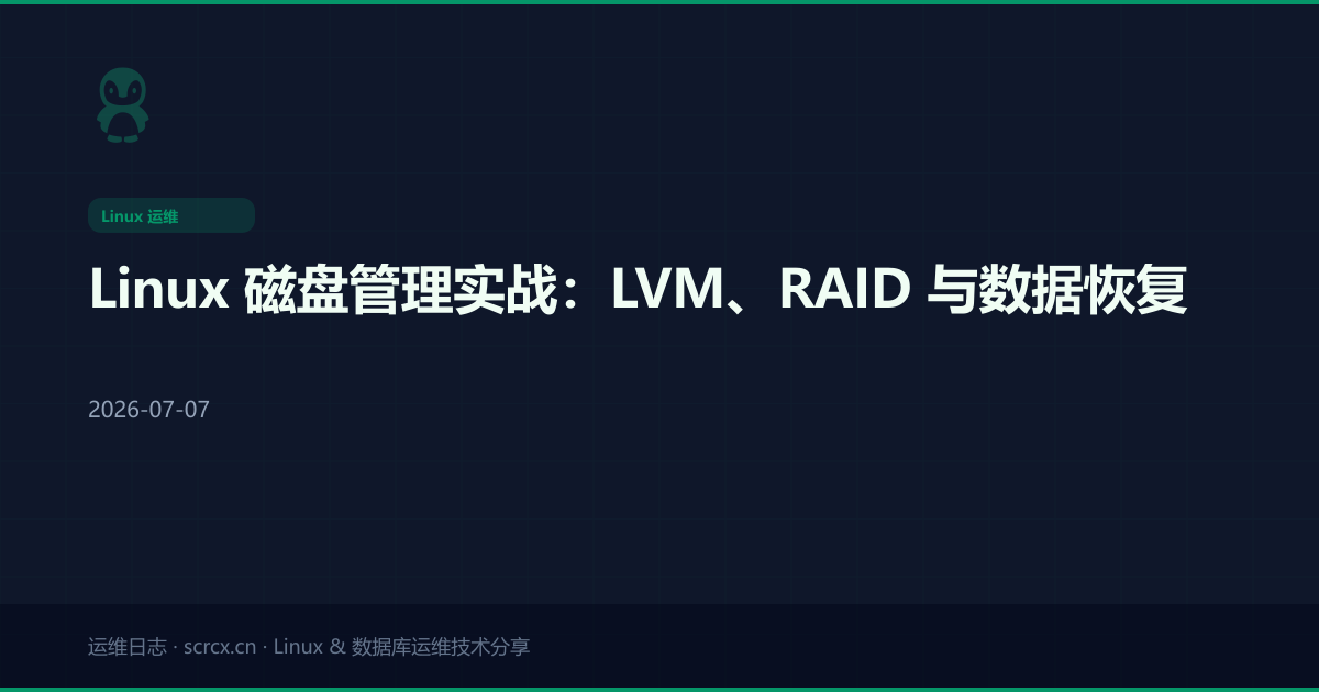 Linux 磁盘管理实战:LVM、RAID 与数据恢复